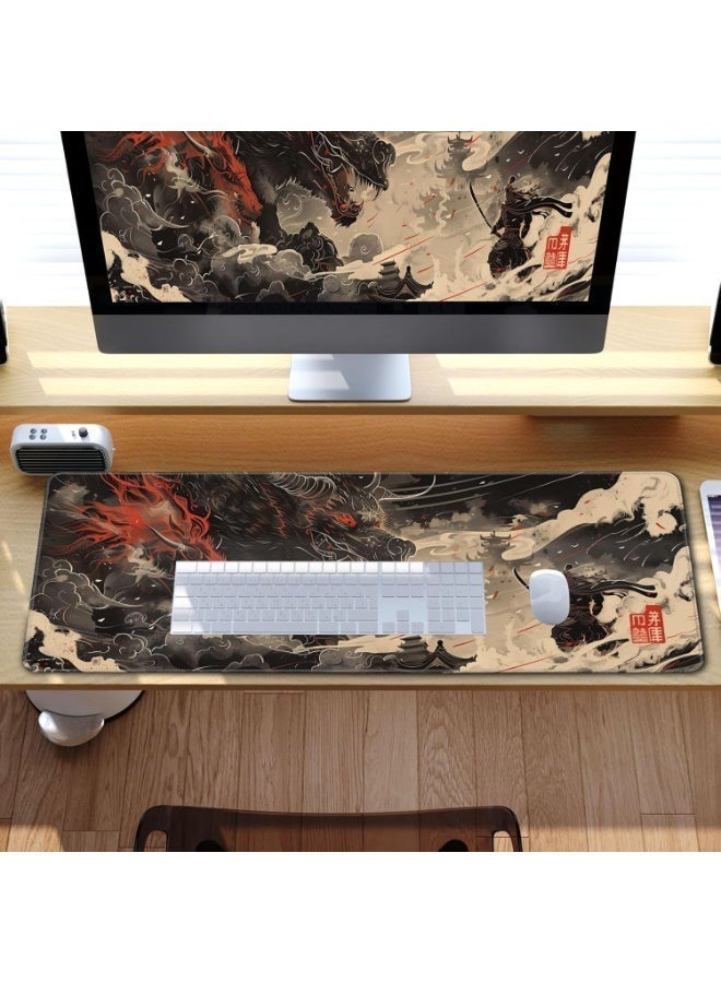 لوحة ماوس كبيرة للألعاب، سجادة مكتب ممتدة على شكل تنين صيني، وسادة مكتب كبيرة للوحة مفاتيح الكمبيوتر، لوحة ماوس بحواف مخيطة، (70 سم × 30 سم × 2 مم) وسادة مكتب مقاومة للماء للمكتب والمنزل - Image 2